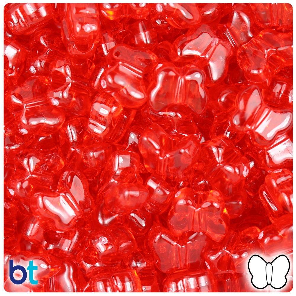 Ruby Transparent 13mm Butterfly Pony Beads (250pcs)