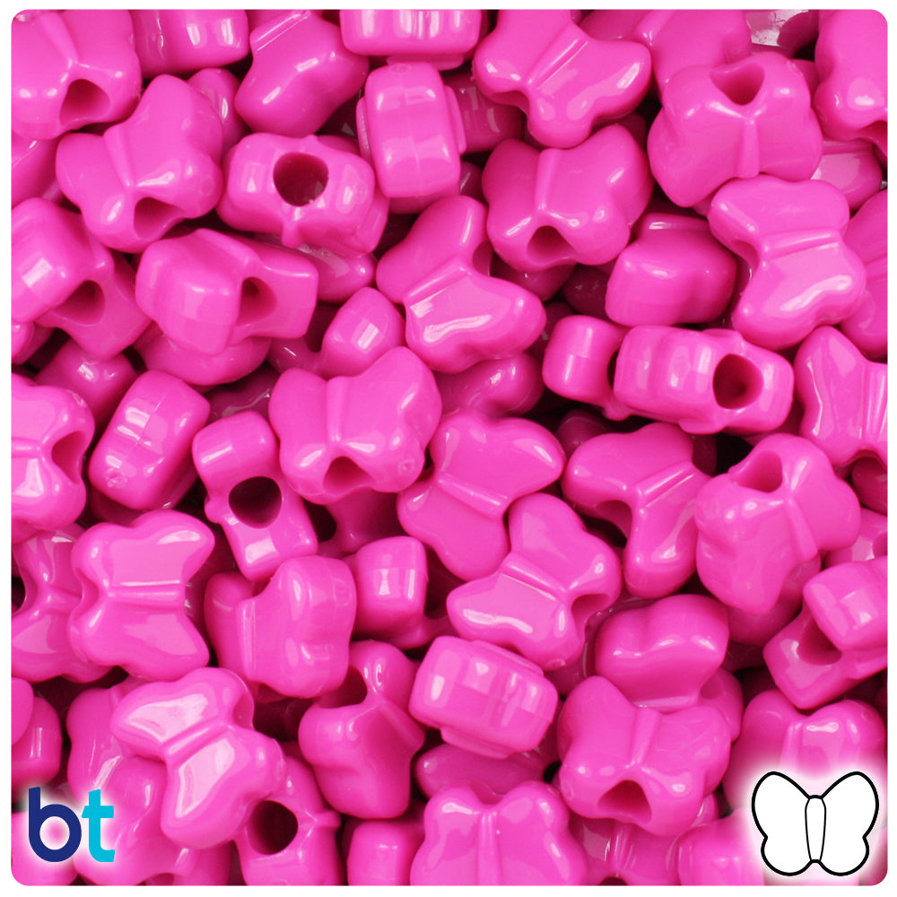 Dark Pink Opaque 13mm Butterfly Pony Beads (250pcs)