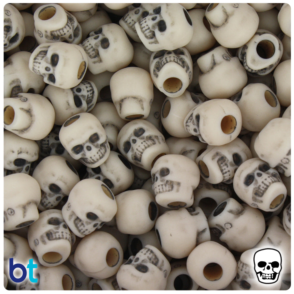 Skull Bead - Gray Plastic - (10 pack)