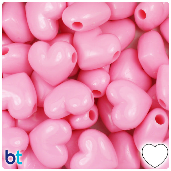 Baby Pink Opaque 12mm Heart (HH) Pony Beads (250pcs)