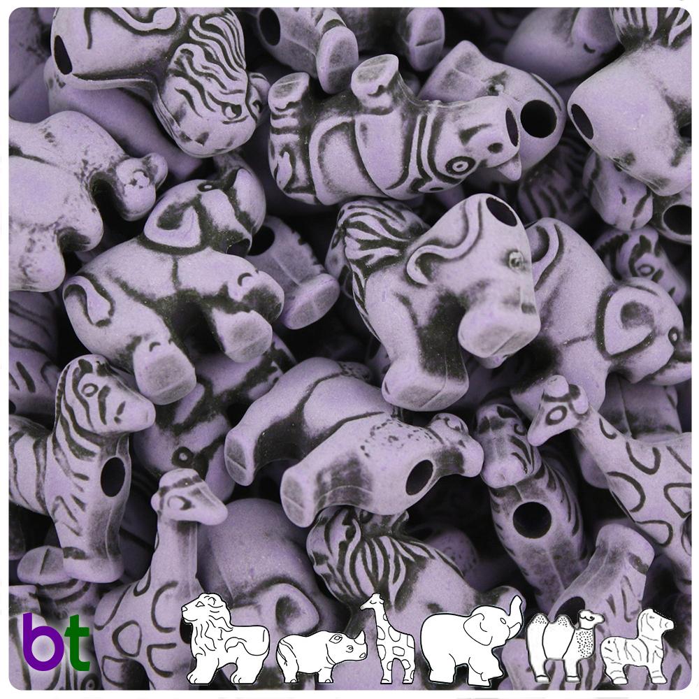 Dark Lilac Antique Safari Animal Pony Beads (8pcs)