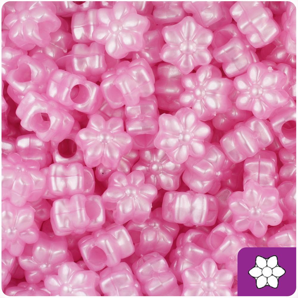 Light Pink Pearl 13mm Flower Pony Beads (50pcs)