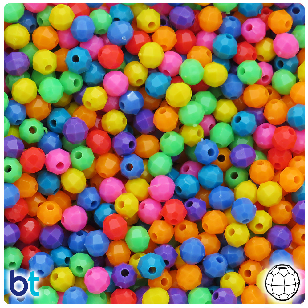 Opaque Mix 8mm Faceted Round Plastic Beads (450pcs)