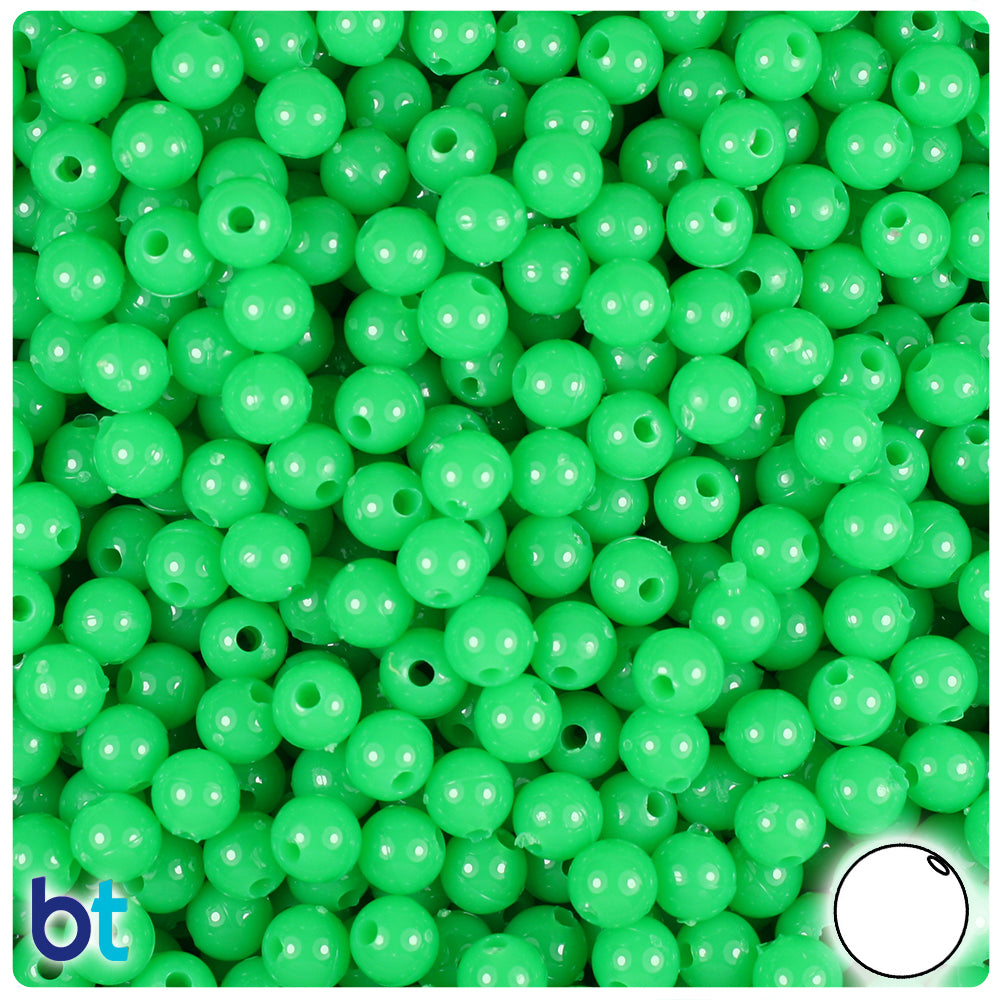 Grasshopper Neon Bright 6mm Round Plastic Beads (500pcs)