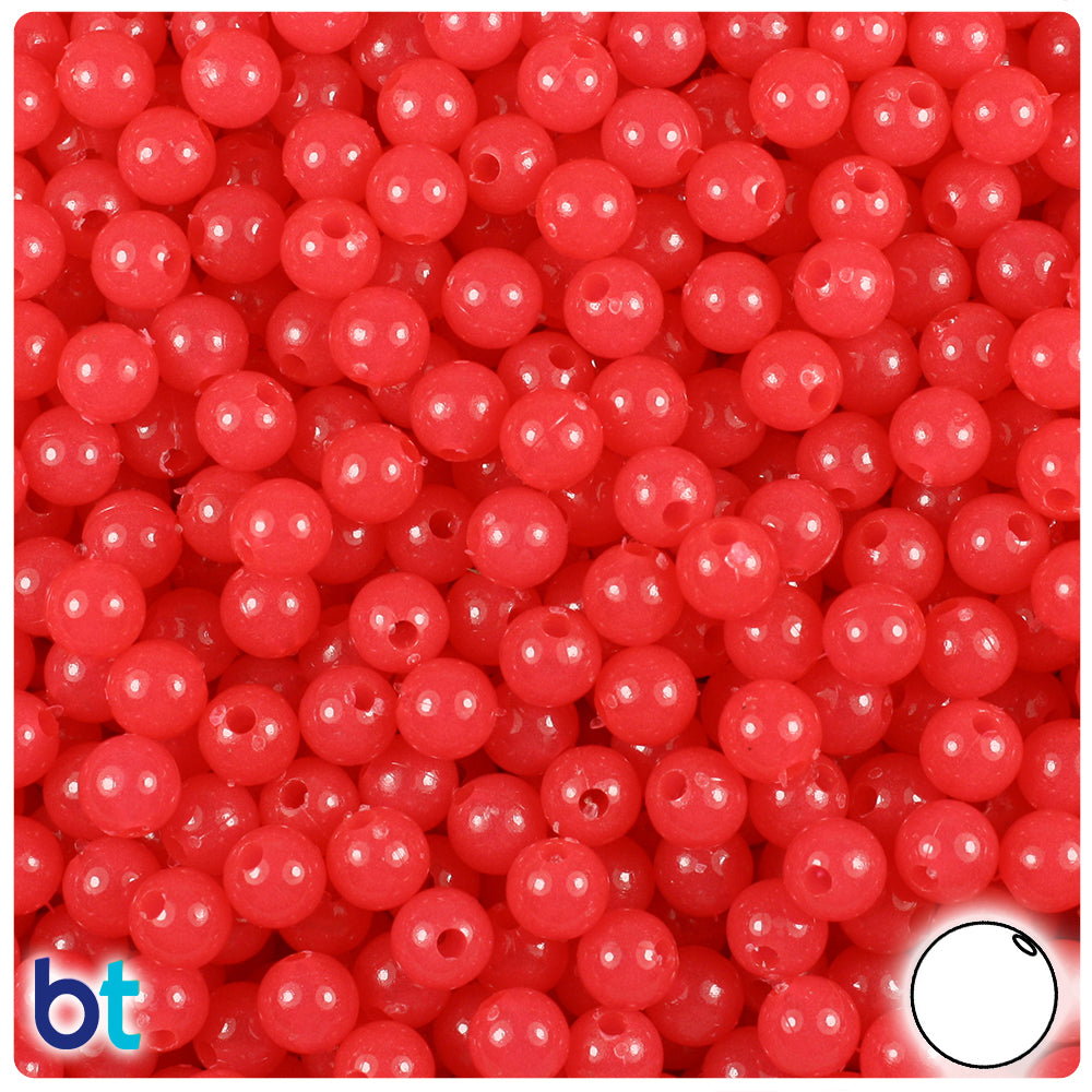 Red Glow 6mm Round Plastic Beads (500pcs)