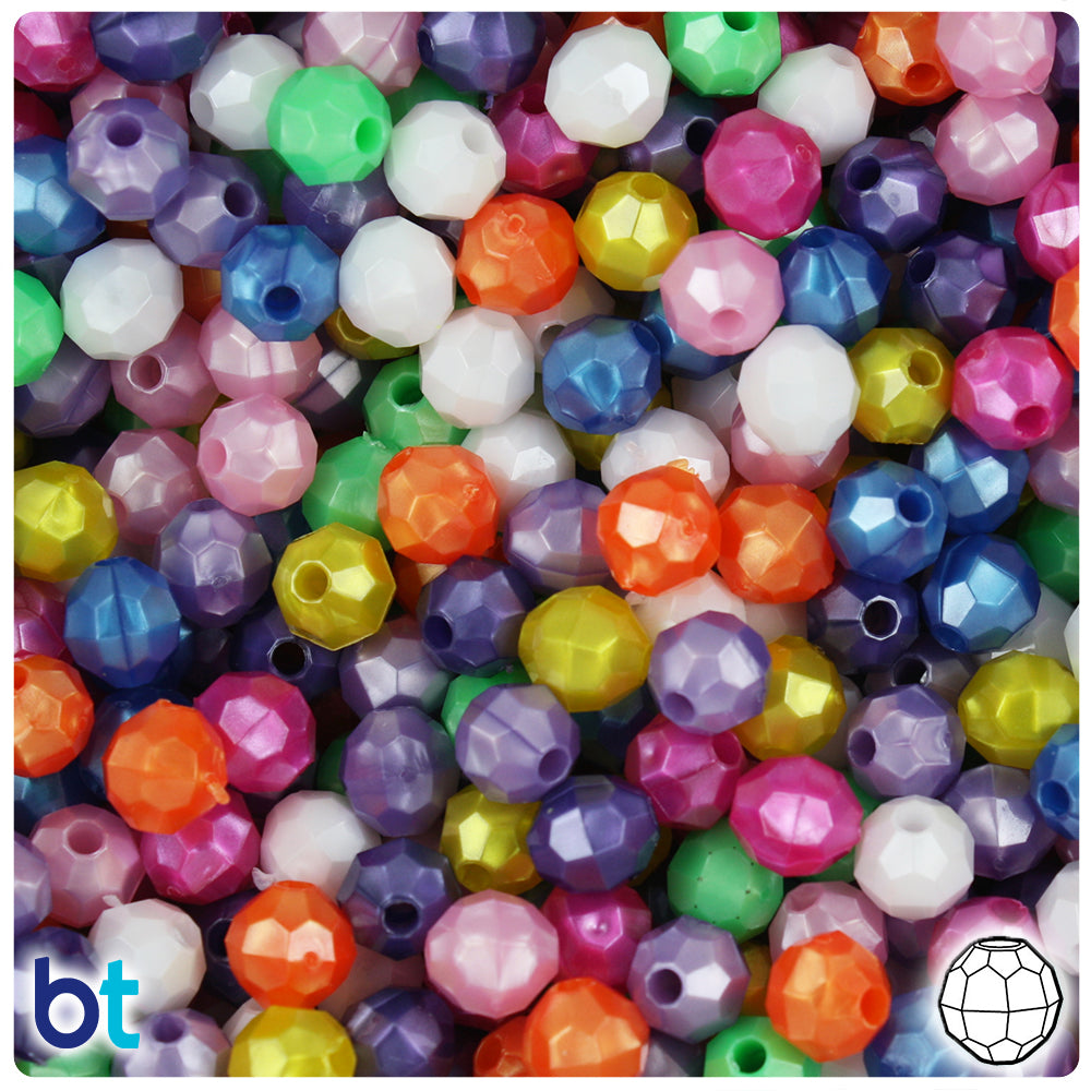 Pearl Mix 8mm Faceted Round Plastic Beads (450pcs)