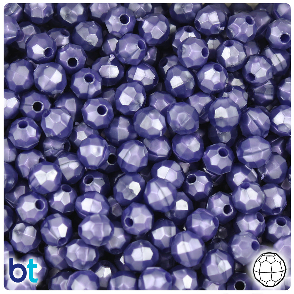 Dark Purple Pearl 8mm Faceted Round Plastic Beads (450pcs)