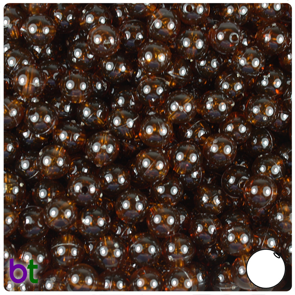 Root Beer Transparent 8mm Round Plastic Beads (300pcs)