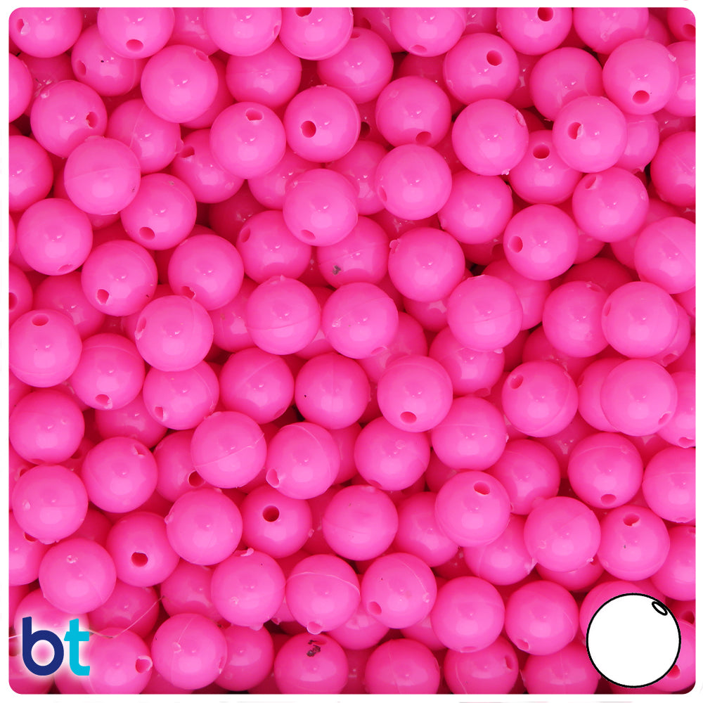 Dark Pink Opaque 8mm Round Plastic Beads (300pcs)