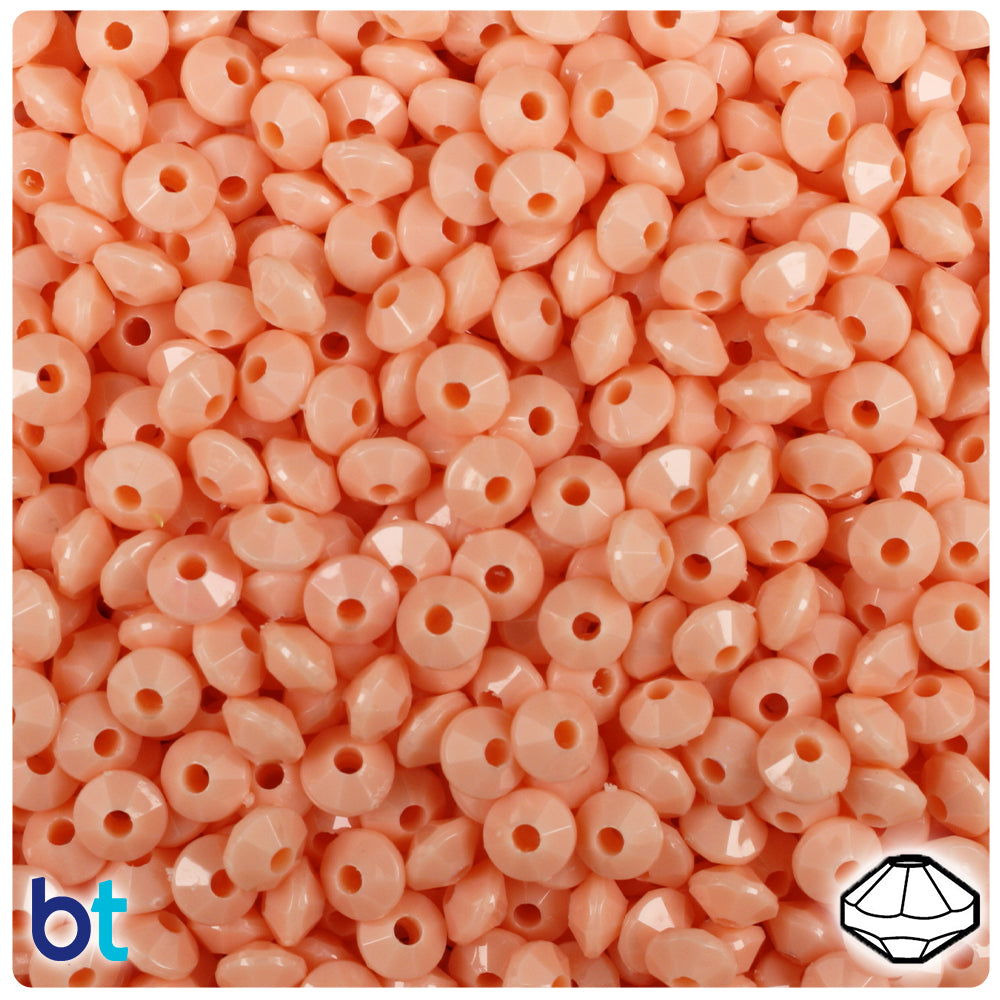 Peach Opaque 6mm Faceted Rondelle Plastic Beads 1350pcs