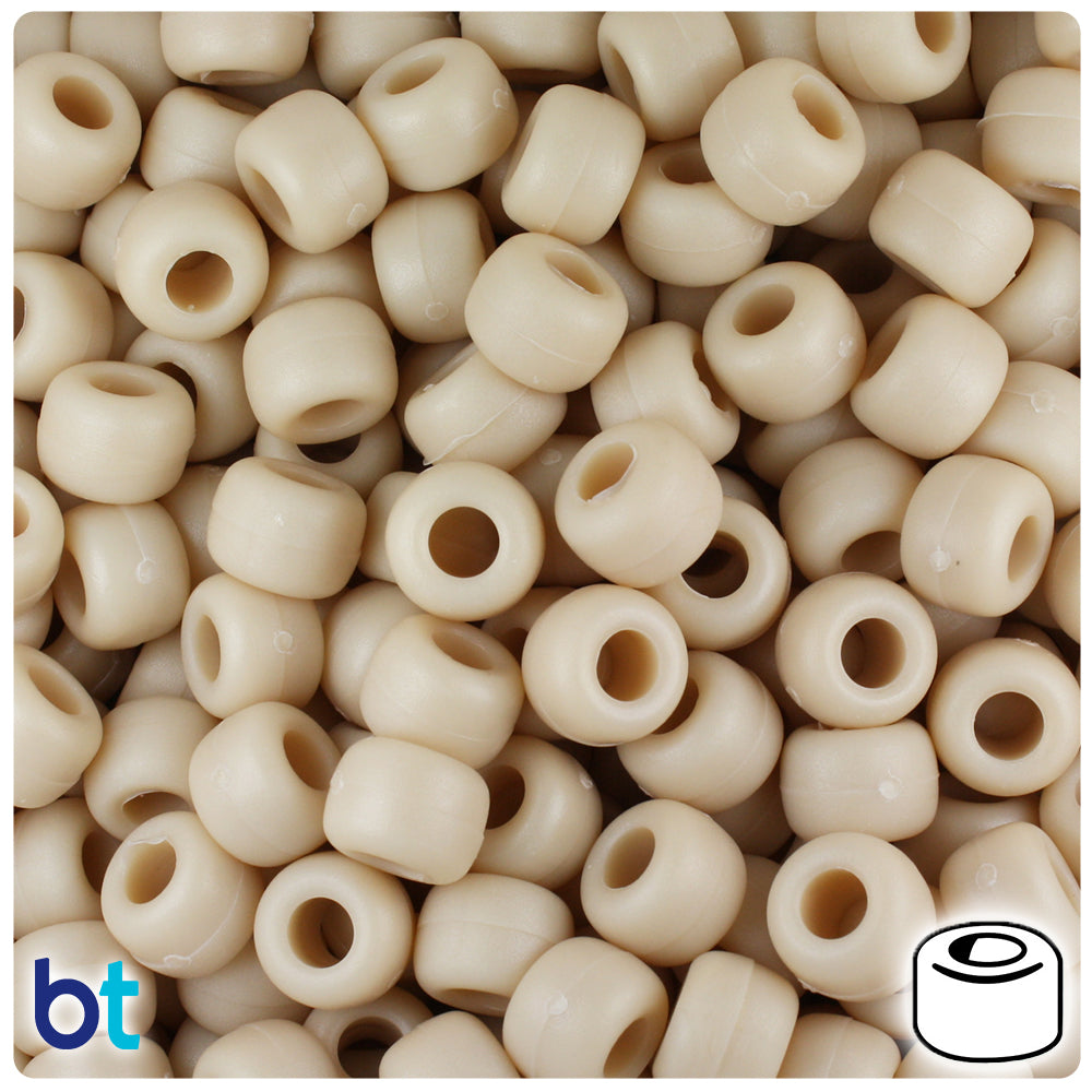 Dark Ivory Matte 9mm Barrel Pony Beads (500pcs)