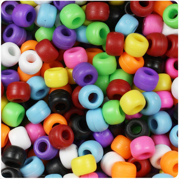 Matte Multi 9mm Barrel Pony Beads (100pcs)