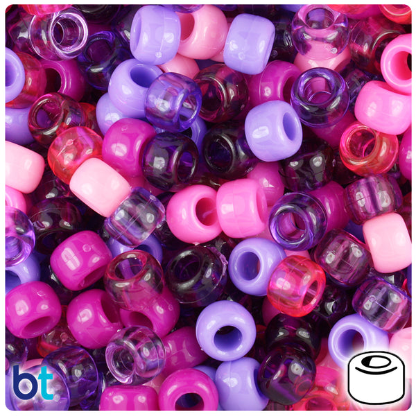 BeadTin Light Pastel Pearl Mix 9mm Barrel Pony Beads (500pcs