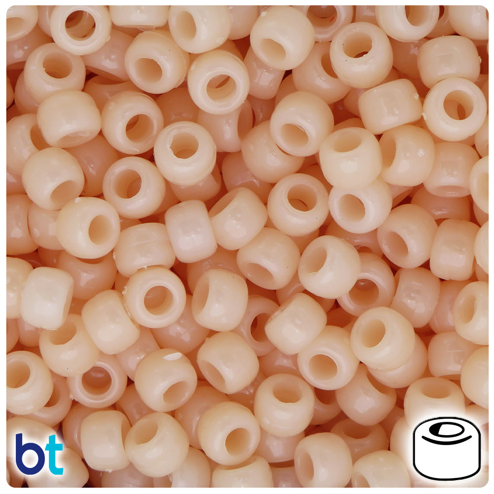 Dark Cream Opaque 9mm Barrel Pony Beads (500pcs)