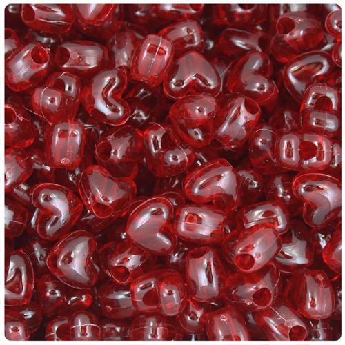 Dark Ruby Transparent 12mm Heart (VH) Pony Beads (50pcs)