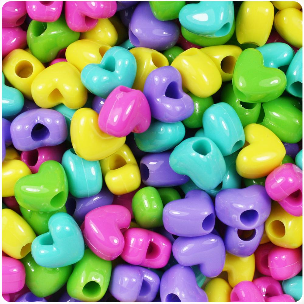 Candy Mix Opaque 12mm Heart (VH) Pony Beads (50pcs)