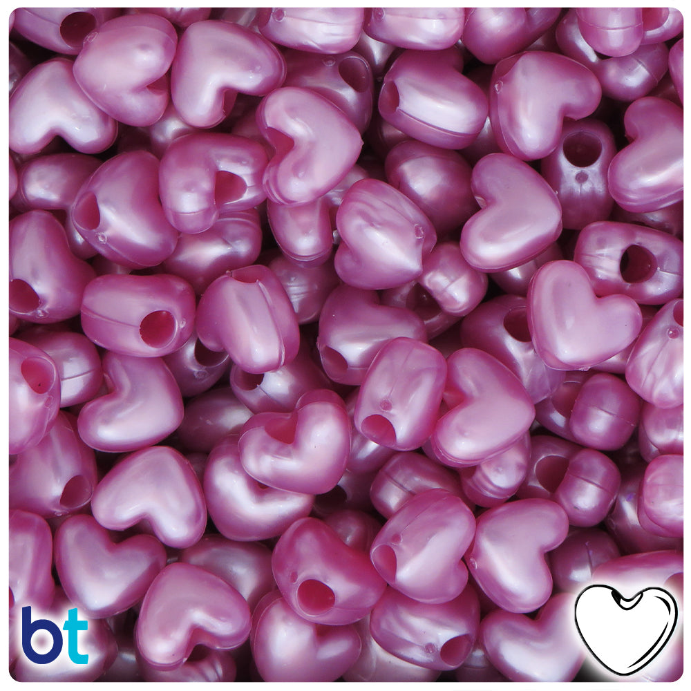 Mauve Pearl 12mm Heart (VH) Pony Beads (250pcs)