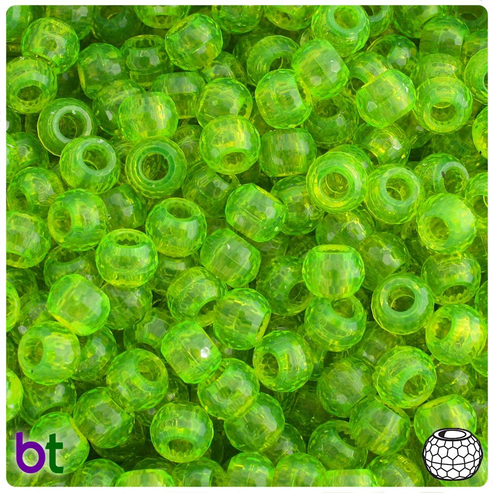 BeadTin Lime Opaque 10mm Faceted Round Plastic Craft Beads (225pcs)