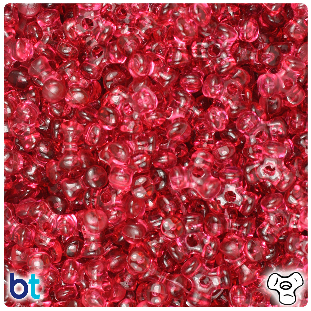 Fuchsia Transparent 11mm TriBead Plastic Beads (500pcs)