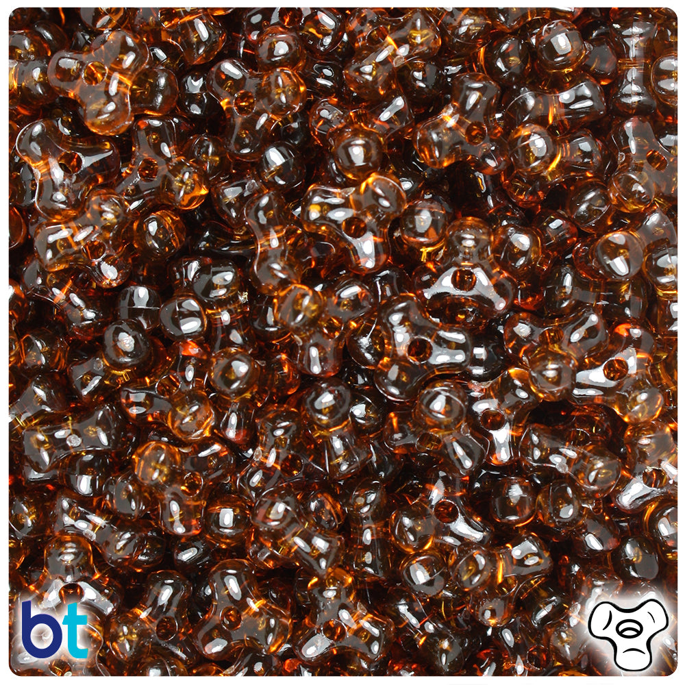 Root Beer Transparent 11mm TriBead Plastic Beads (500pcs)