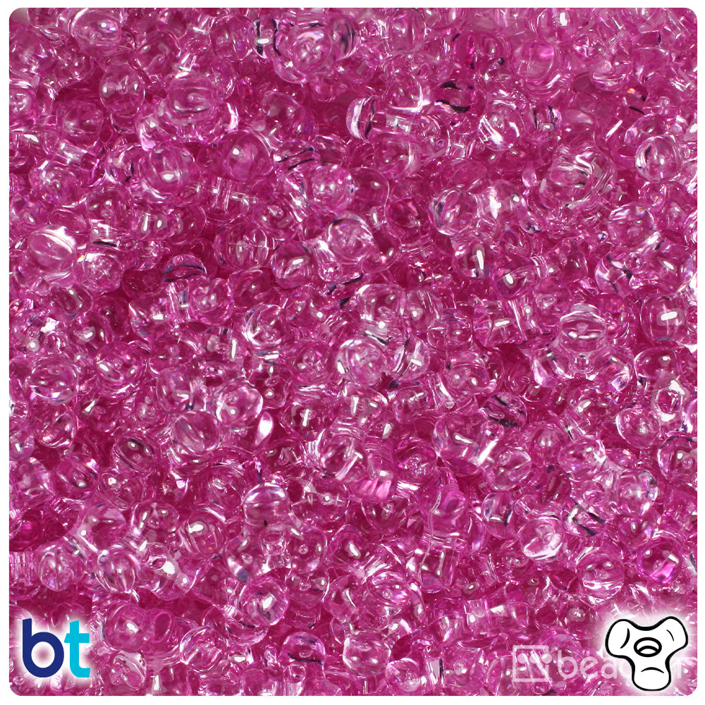 Light Fuchsia Transparent 11mm TriBead Plastic Beads (500pcs)