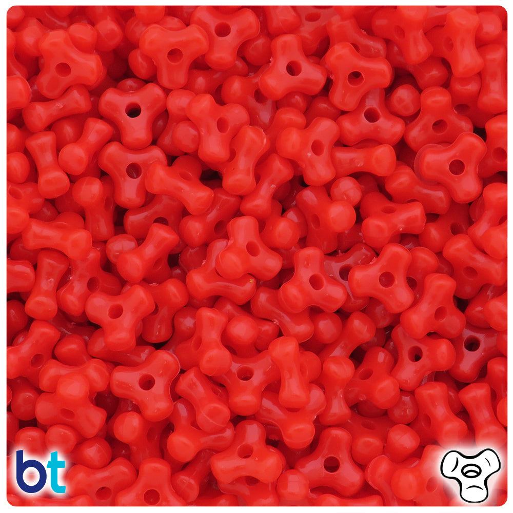 Bright Red Opaque 11mm TriBead Plastic Beads (500pcs)