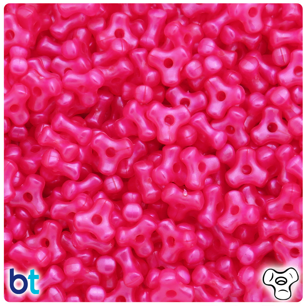 Hot Pink Pearl 11mm TriBead Plastic Beads (500pcs)