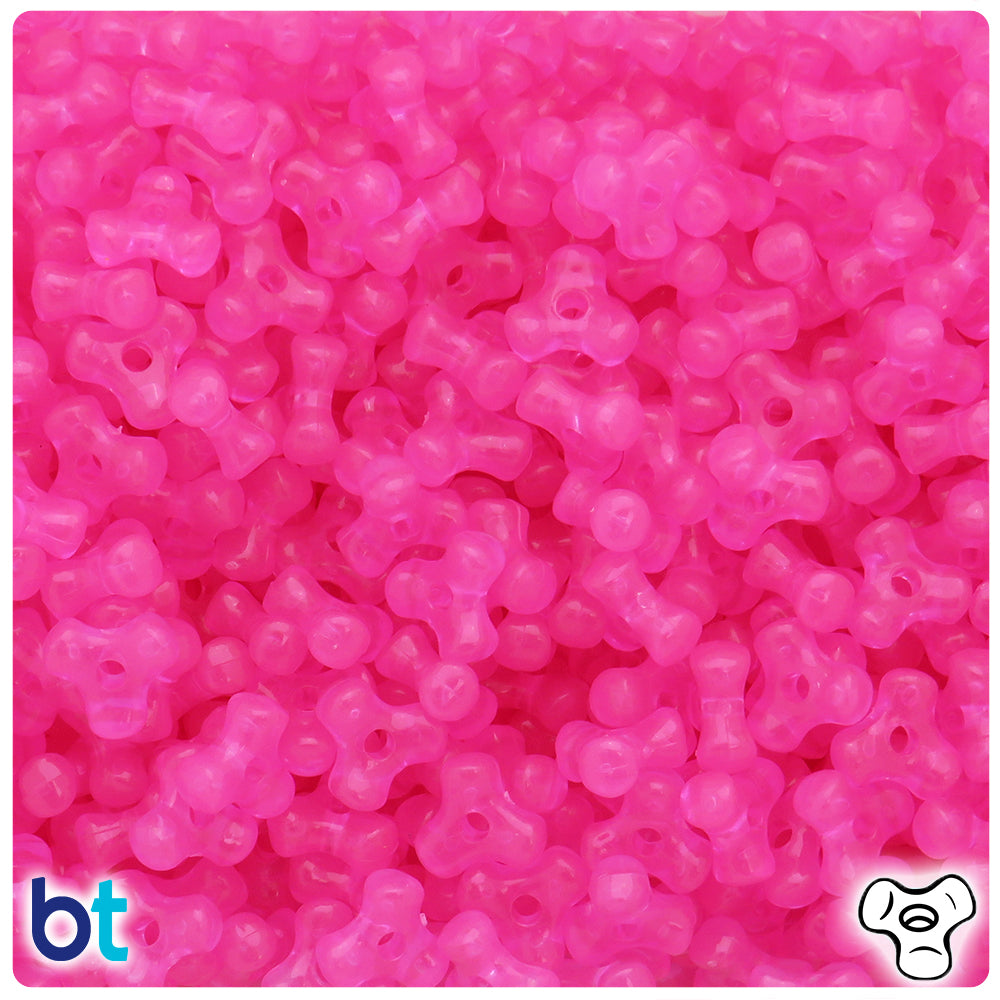 Pink Glow 11mm TriBead Plastic Beads (500pcs)