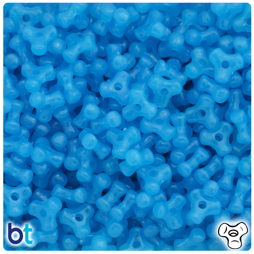 Blue Glow 11mm TriBead Plastic Beads (500pcs)