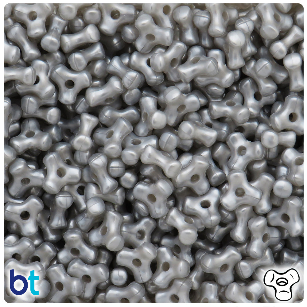 Medium Silver Pearl 11mm TriBead Plastic Beads (500pcs)