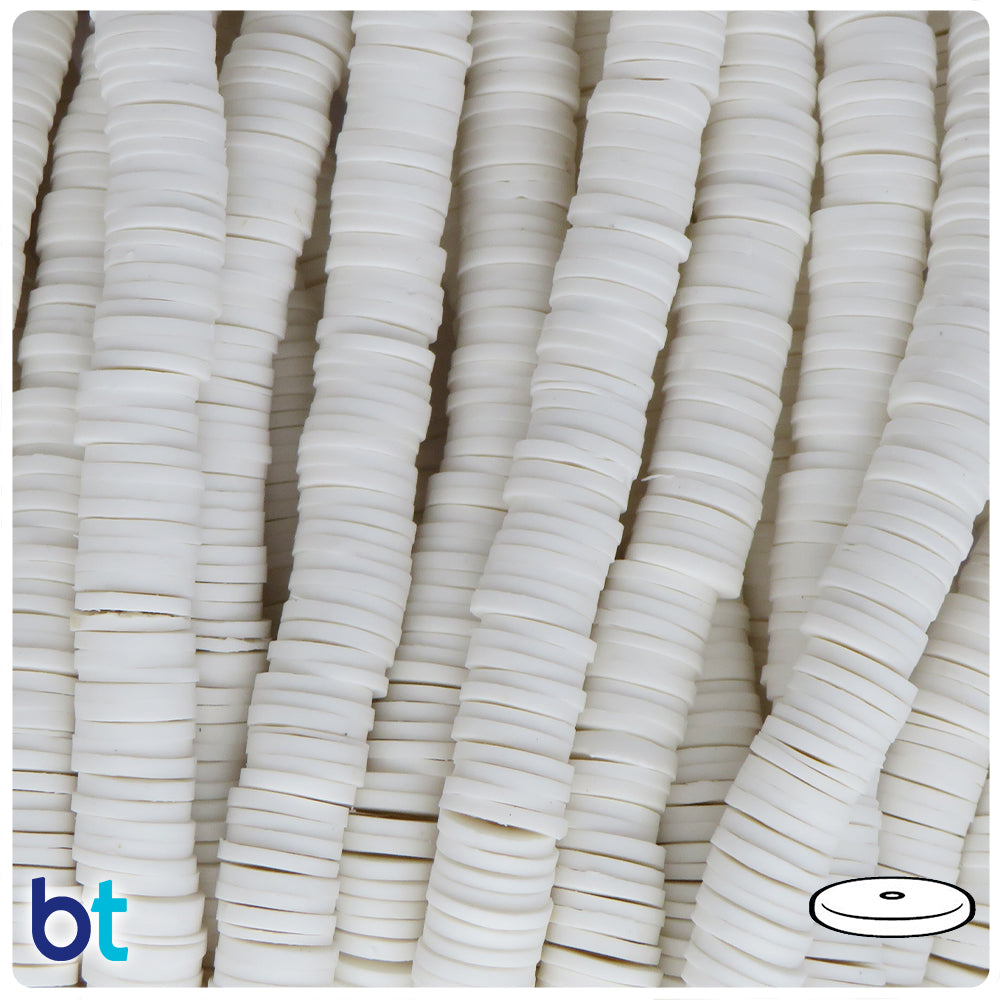 White Clay Disc Bead Strands